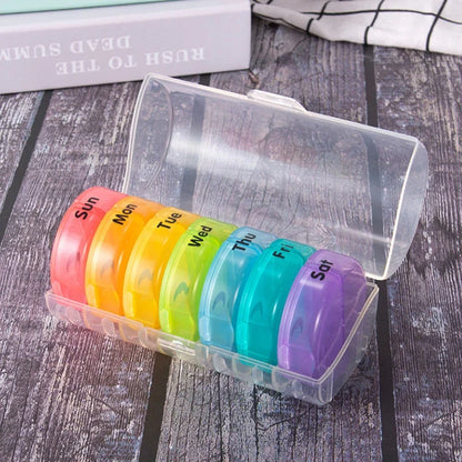 Weekly Rainbow Pill Organizer - Portable 7-Day Medicine Storage Box for Tablets - Very Good For Travelling