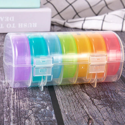 Weekly Rainbow Pill Organizer - Portable 7-Day Medicine Storage Box for Tablets - Very Good For Travelling