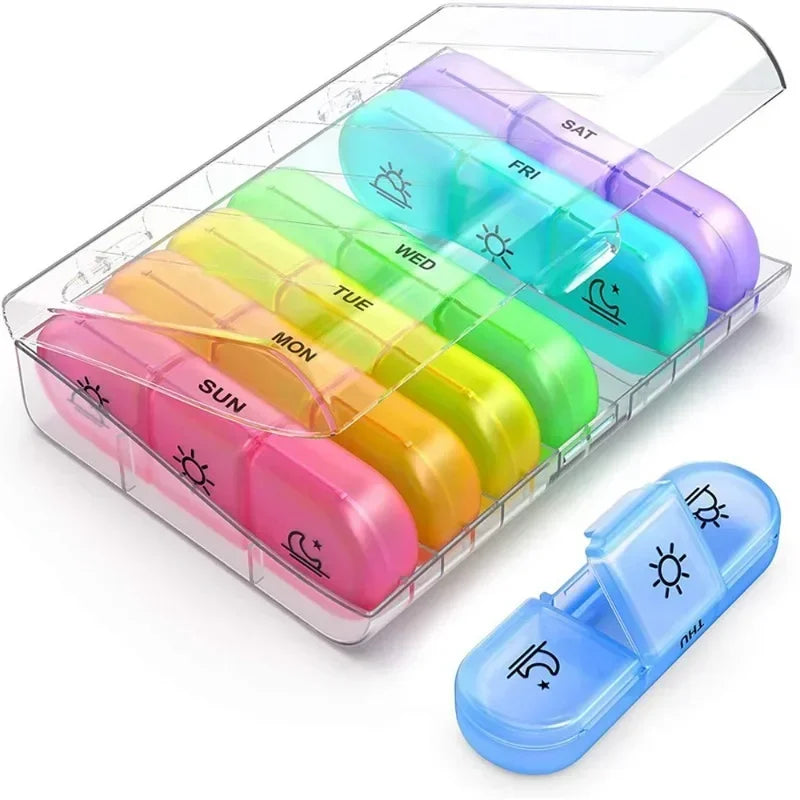 7-Day Pill Organizer 3 times a day with 21 Compartments - Travel-Friendly Design for Vitamins and Supplements